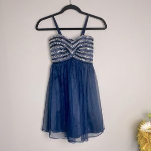 Sequin Hearts Blue Dress (size 3)